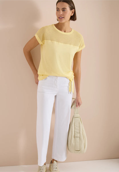 Mesh Detail Top with Drawstring Hem