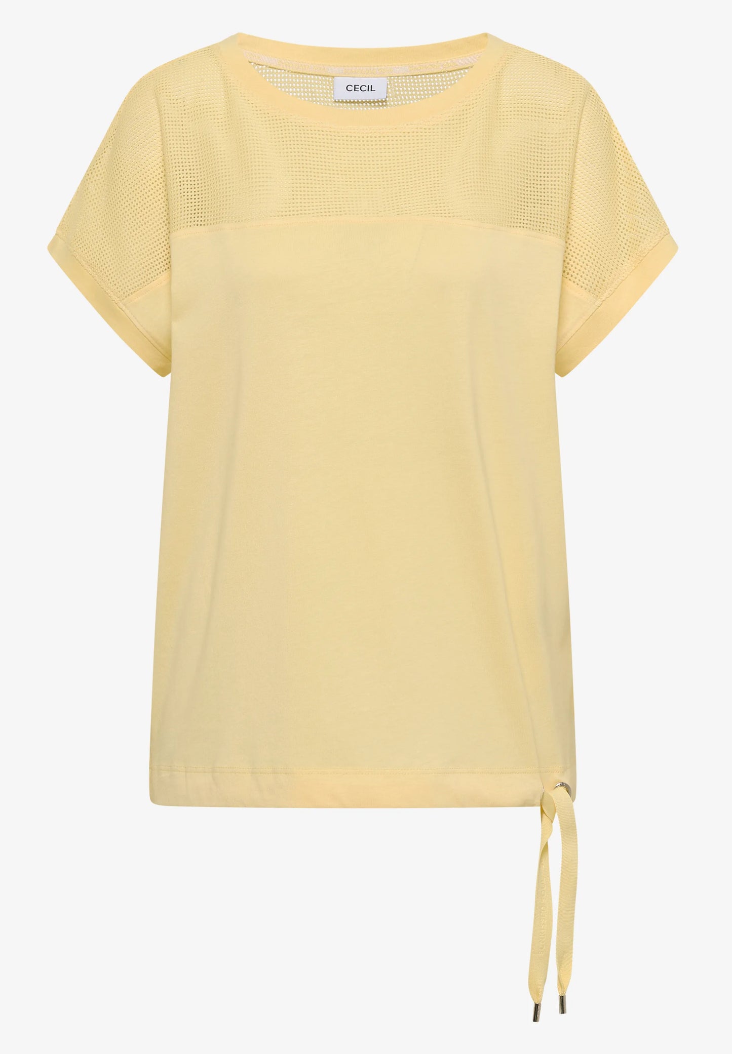 Mesh Detail Top with Drawstring Hem