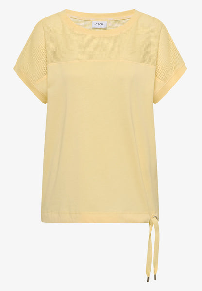 Mesh Detail Top with Drawstring Hem