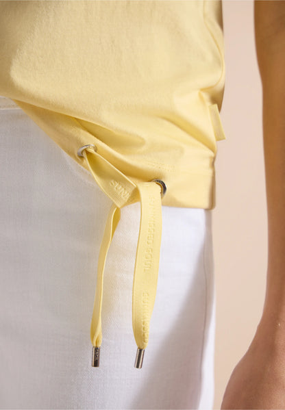 Mesh Detail Top with Drawstring Hem