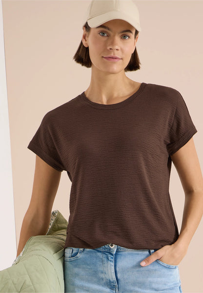 Textured Short Sleeve T-Shirt, Brown