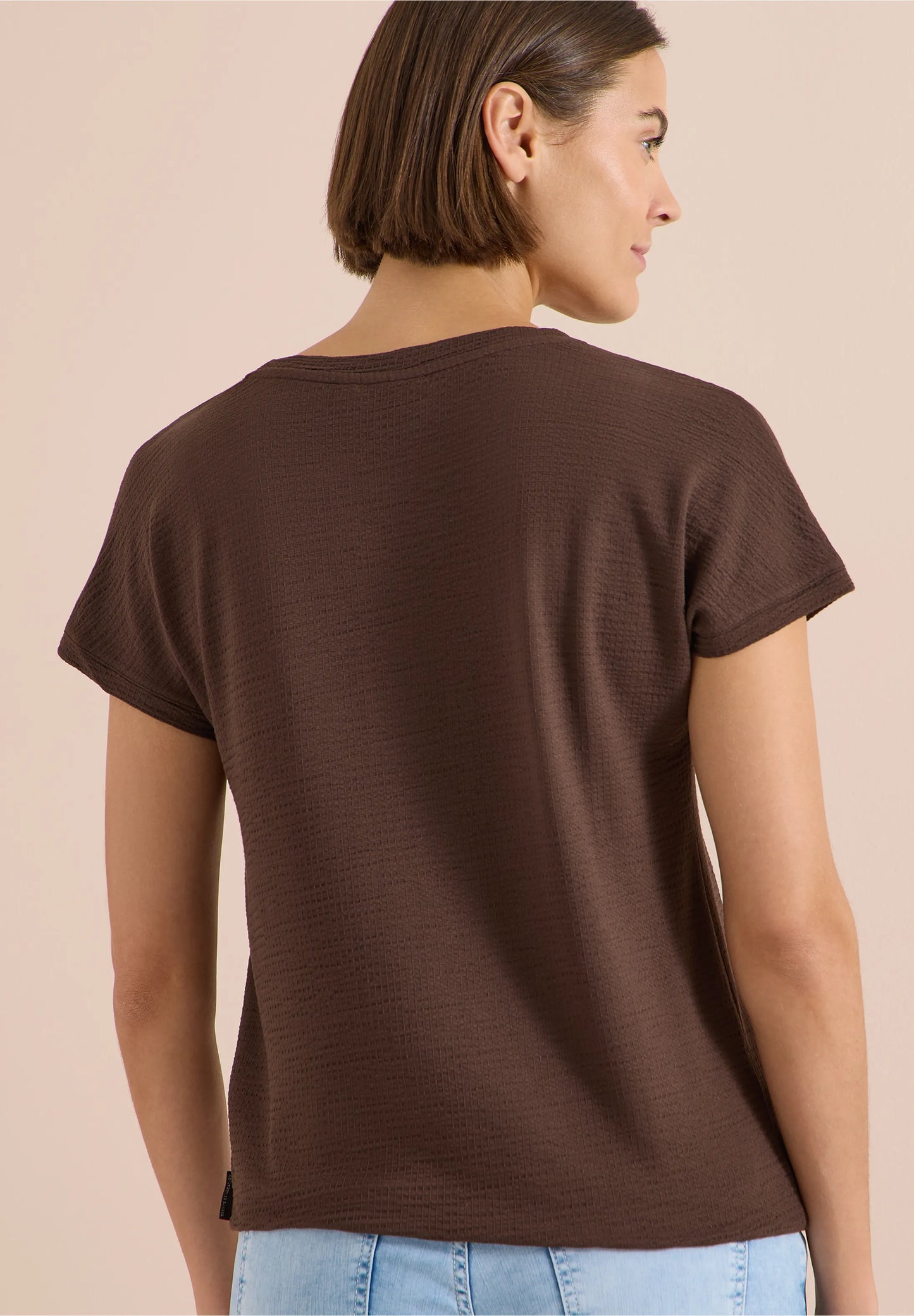 Textured Short Sleeve T-Shirt, Brown