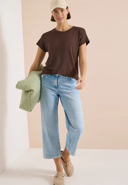 Textured Short Sleeve T-Shirt, Brown