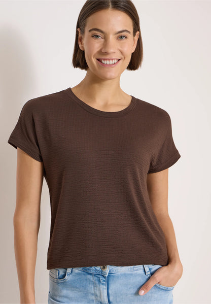 Textured Short Sleeve T-Shirt, Brown