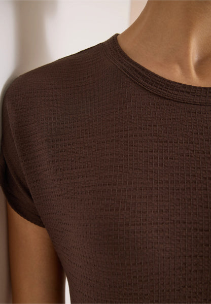 Textured Short Sleeve T-Shirt, Brown