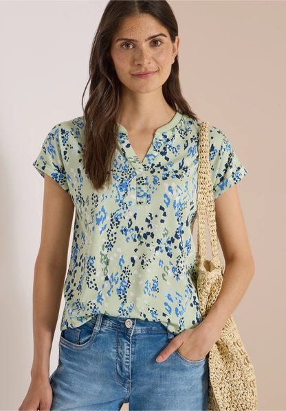 Printed Split Neck T-Shirt