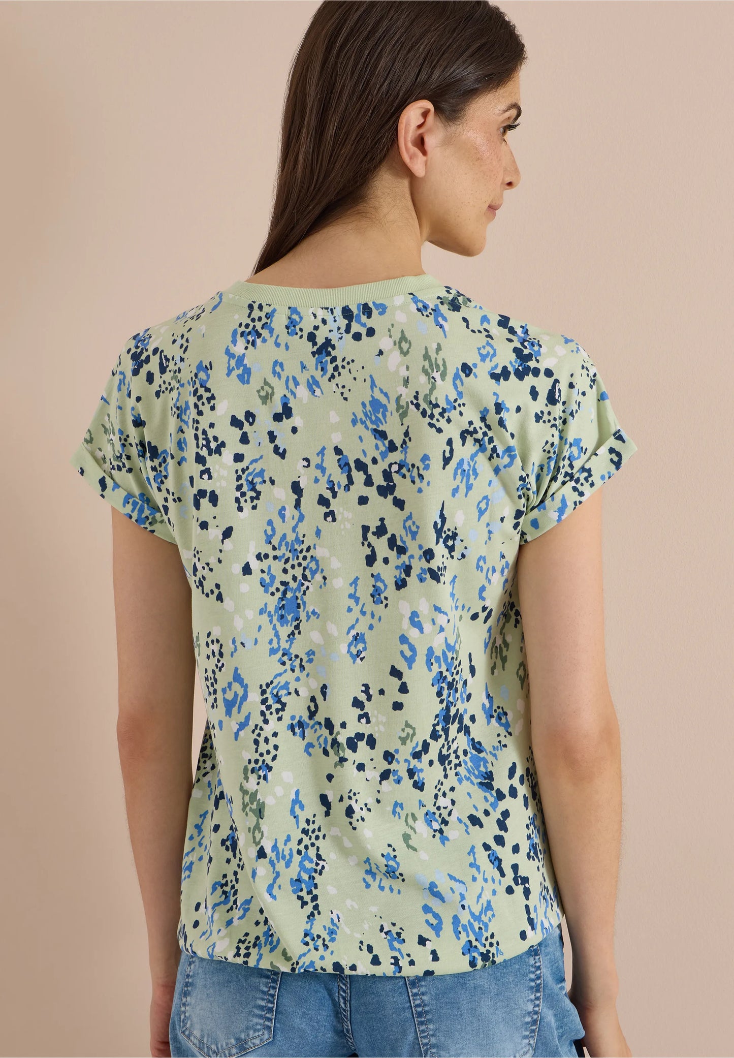 Printed Split Neck T-Shirt