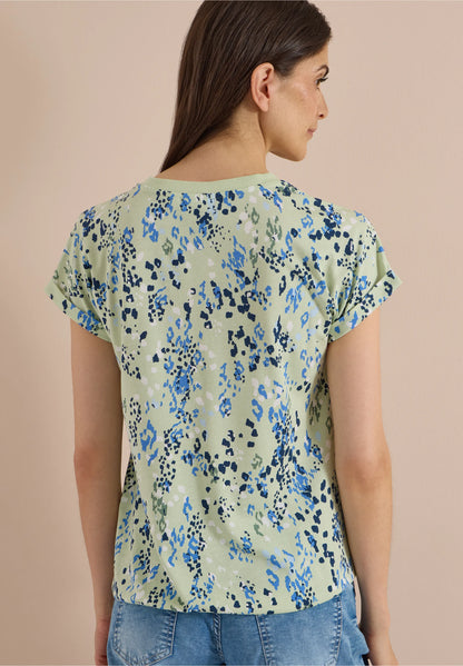 Printed Split Neck T-Shirt