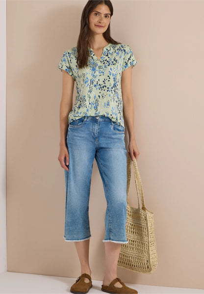 Printed Split Neck T-Shirt