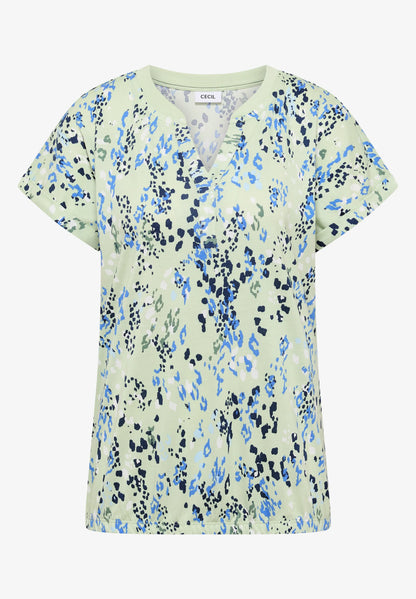 Printed Split Neck T-Shirt