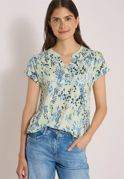 Printed Split Neck T-Shirt