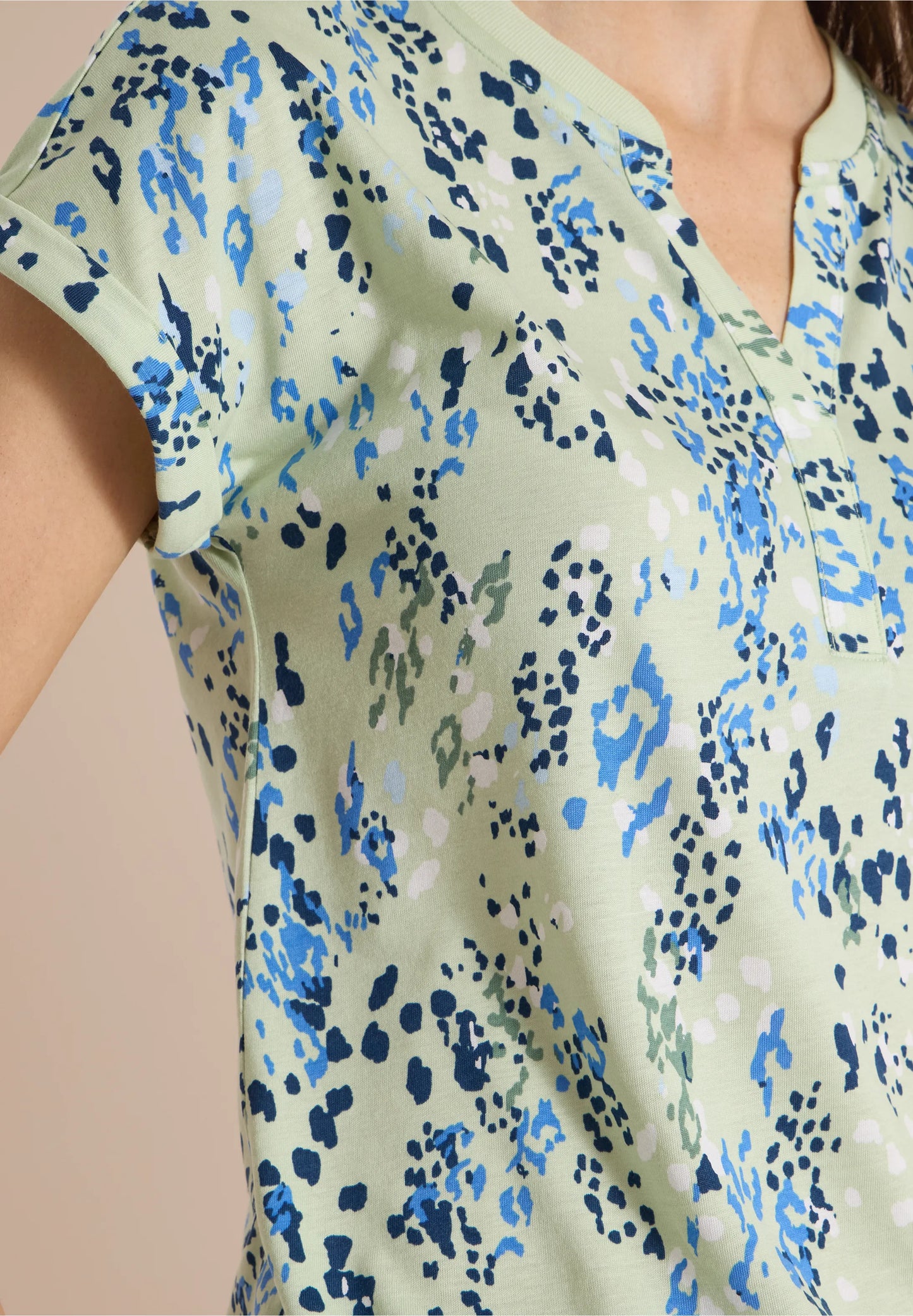 Printed Split Neck T-Shirt
