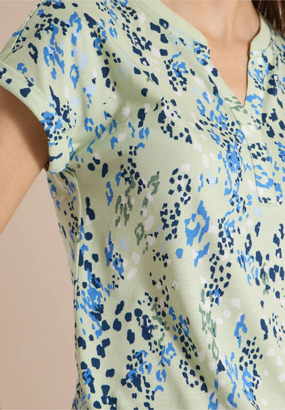 Printed Split Neck T-Shirt