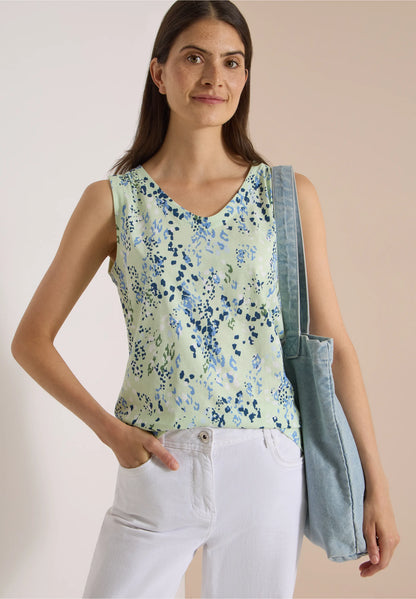 Printed Sleeveless Jersey Top, Mint