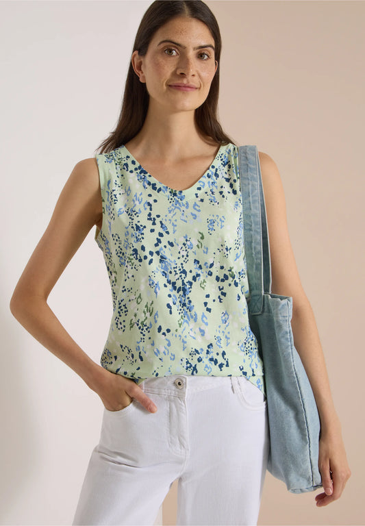 Printed Sleeveless Jersey Top, Mint