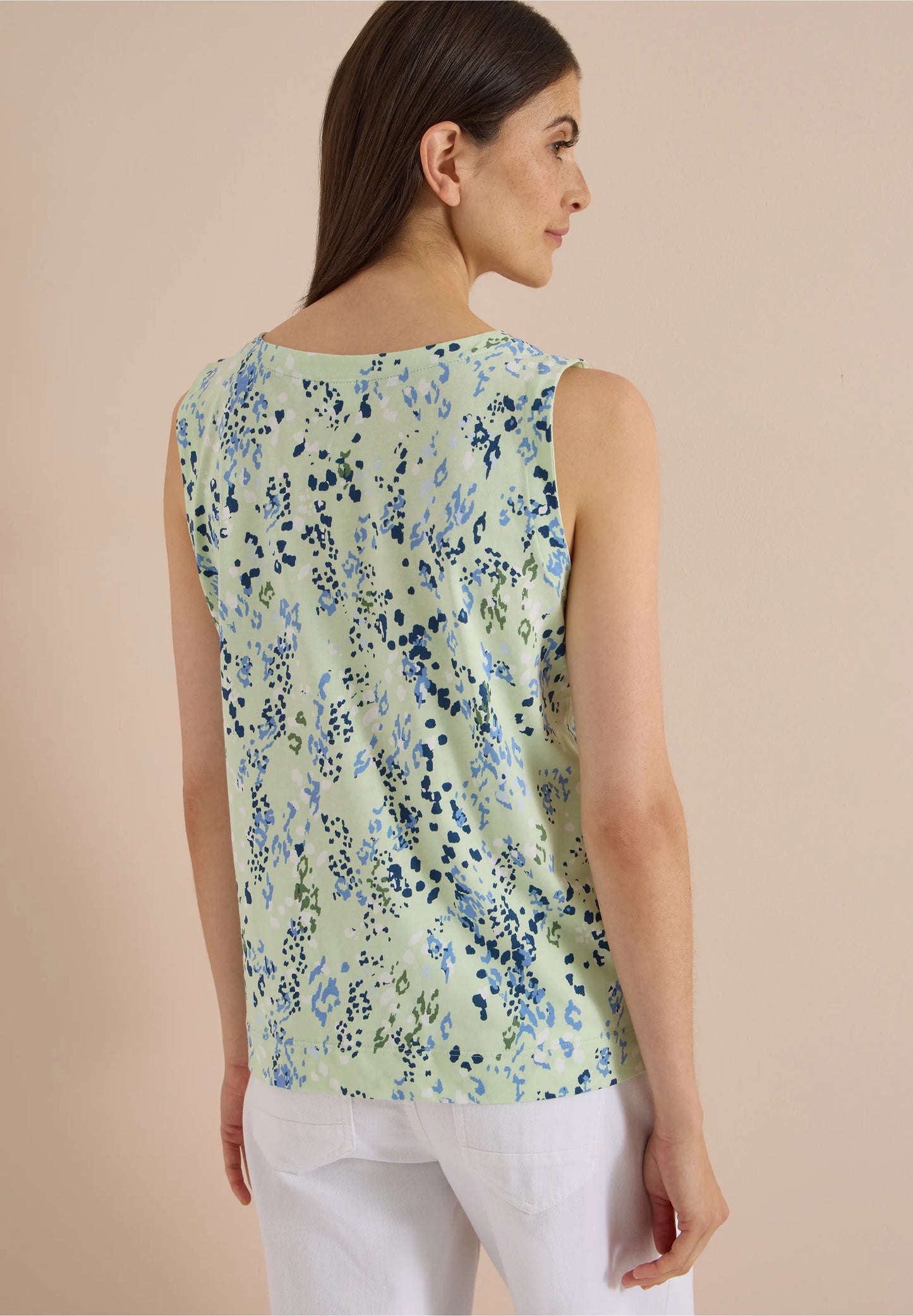 Printed Sleeveless Jersey Top, Mint