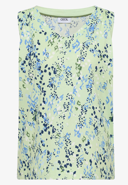 Printed Sleeveless Jersey Top, Mint