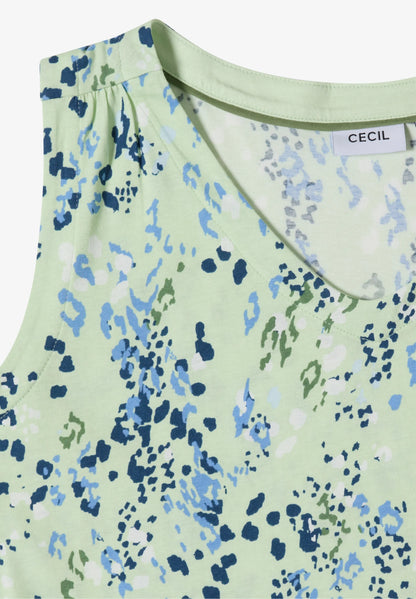 Printed Sleeveless Jersey Top, Mint