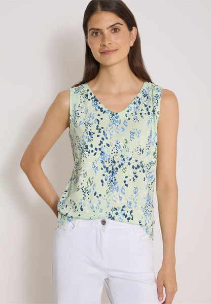 Printed Sleeveless Jersey Top, Mint