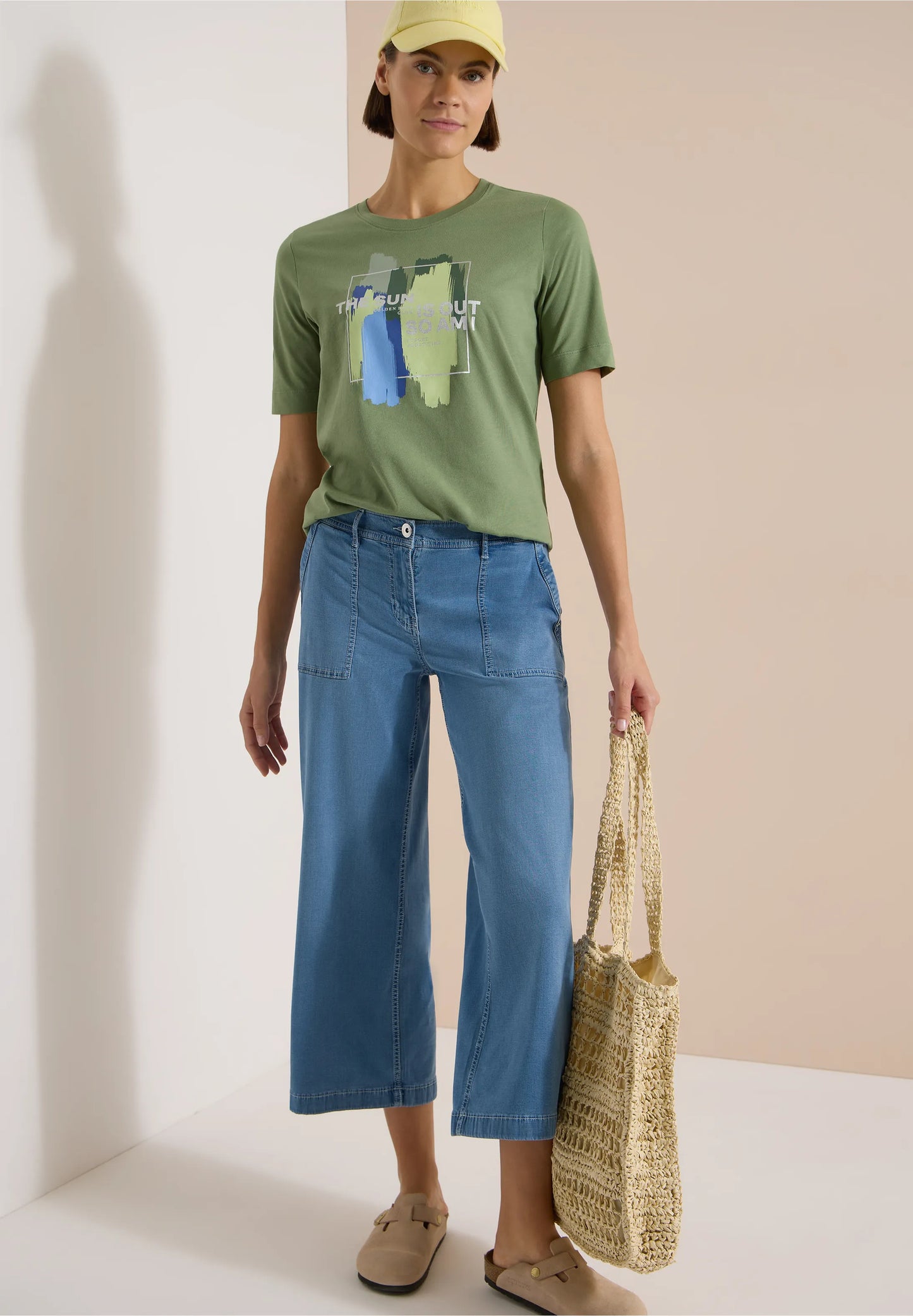Graphic Print T-Shirt with Elasticated Hem