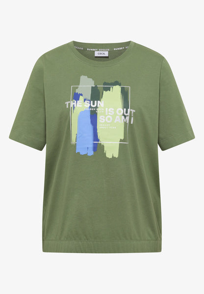 Graphic Print T-Shirt with Elasticated Hem