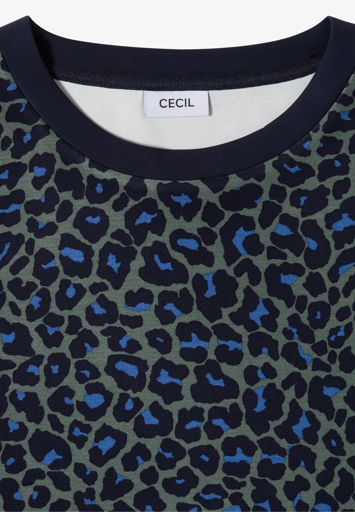 Leopard Print Jersey T-Shirt, Khaki/Navy