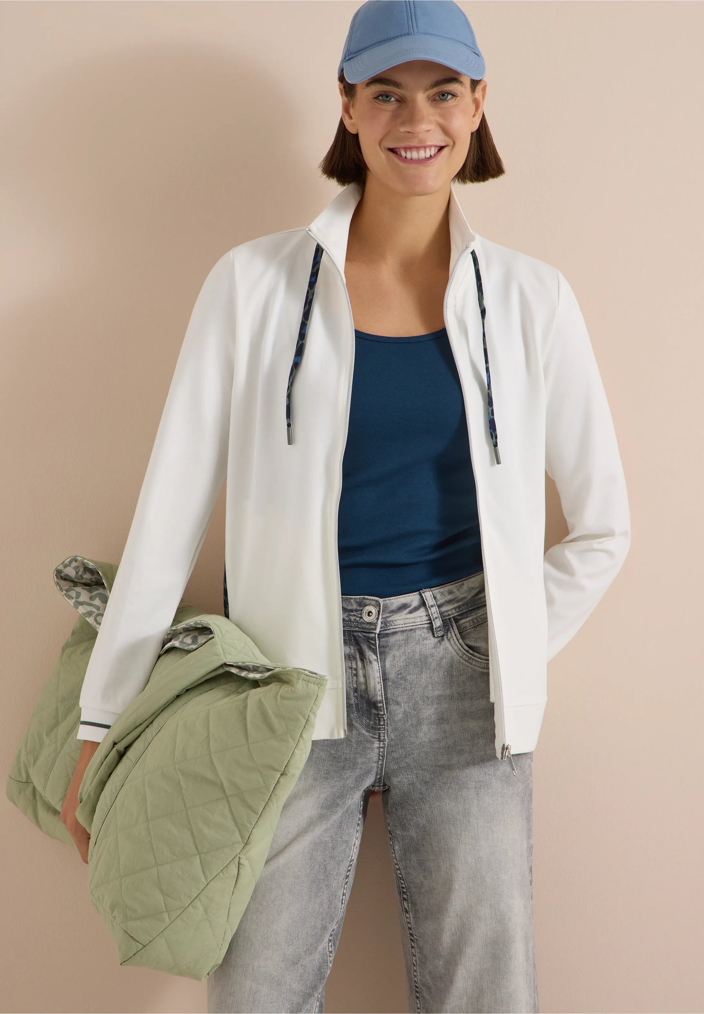 Lightweight Zip-Up Jersey Jacket, White