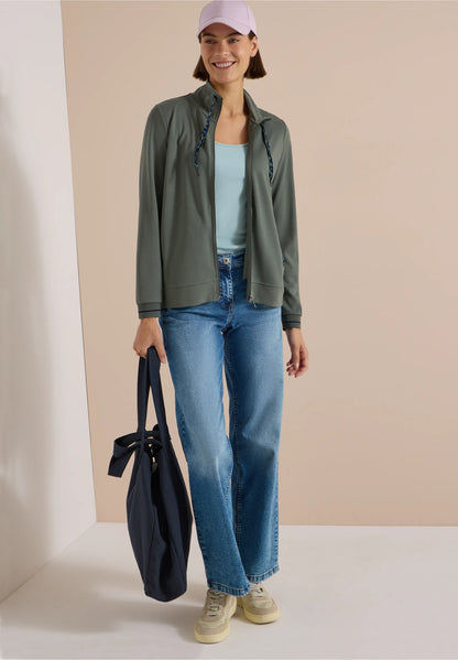 Lightweight Zip-Up Jersey Jacket, Olive Green