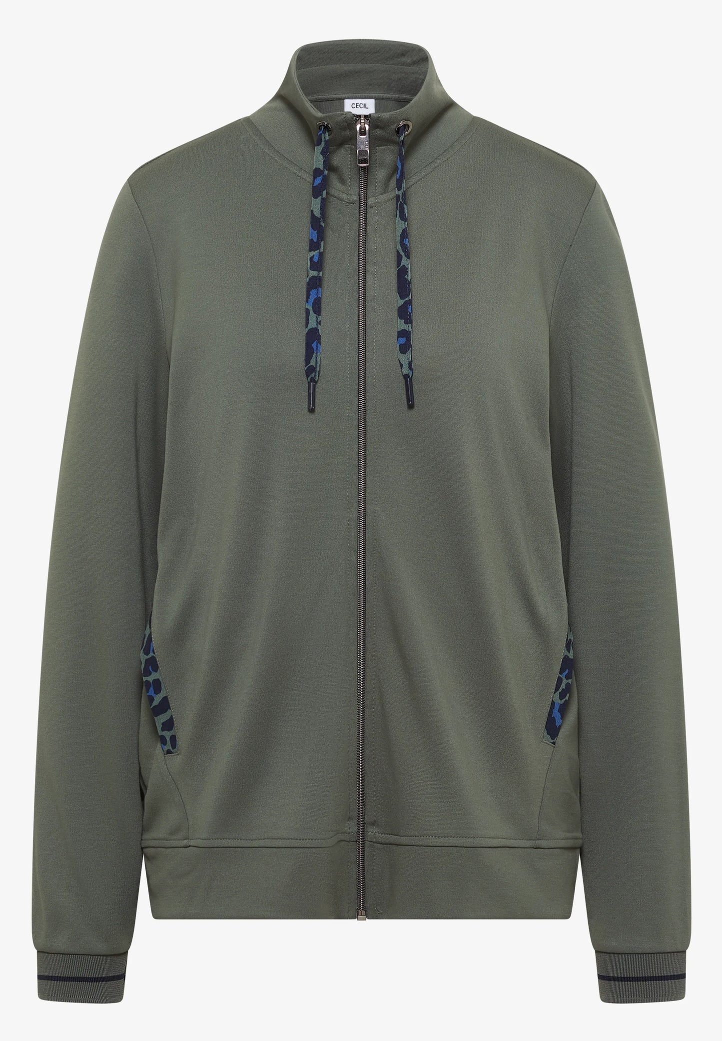 Lightweight Zip-Up Jersey Jacket, Olive Green