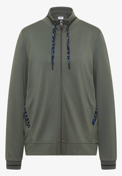 Lightweight Zip-Up Jersey Jacket, Olive Green