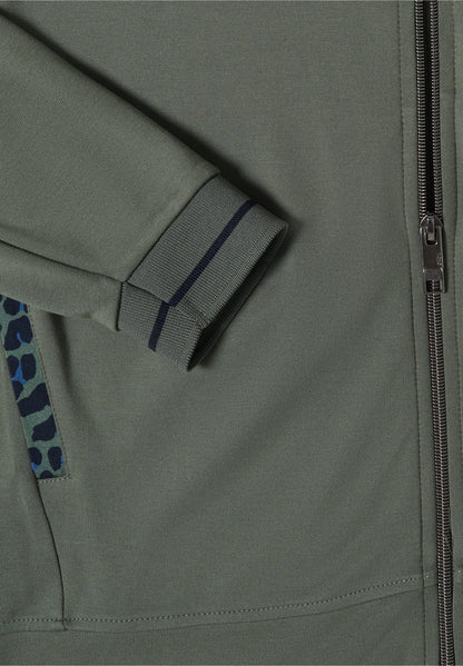 Lightweight Zip-Up Jersey Jacket, Olive Green