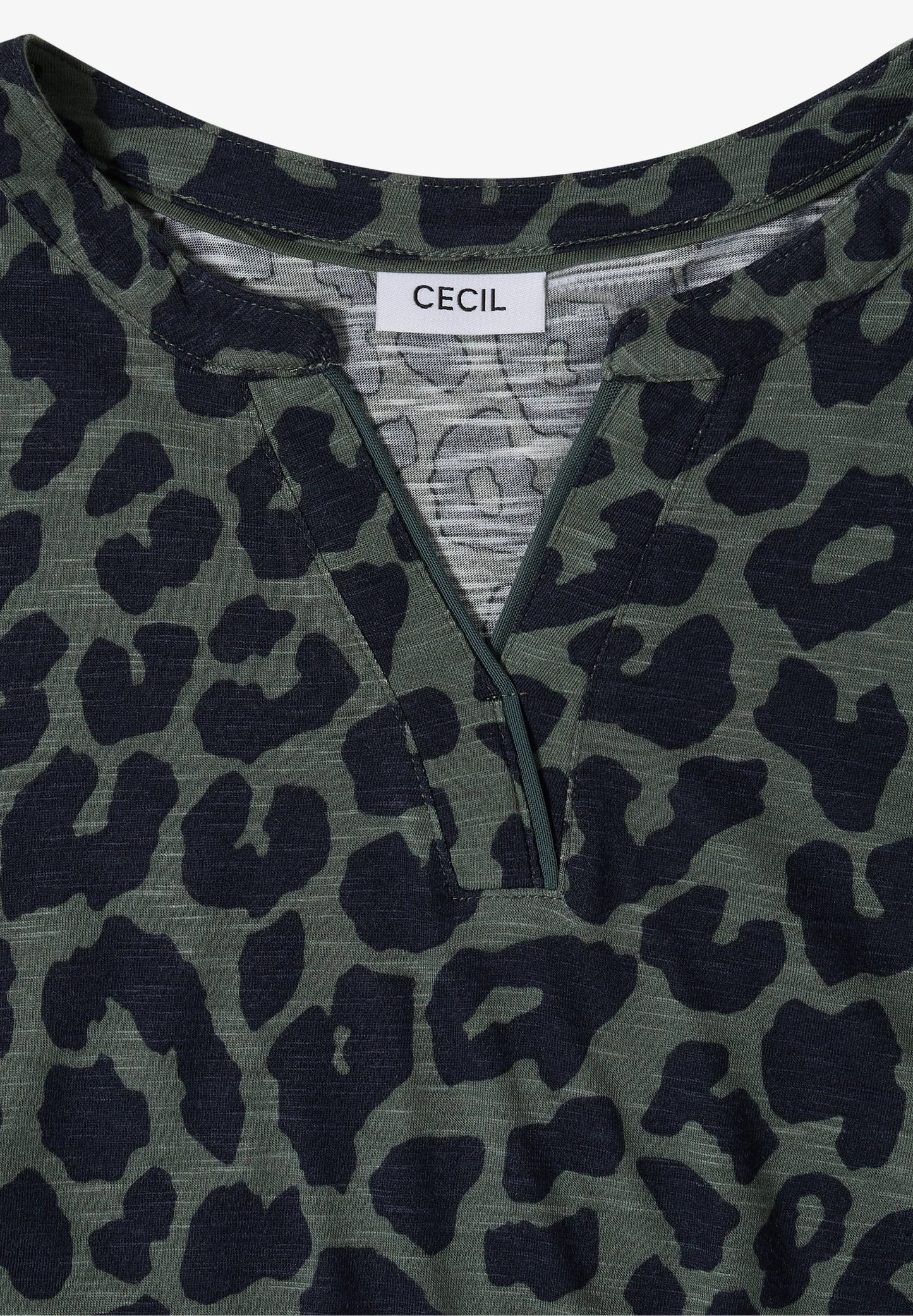 3/4 Sleeve Leopard Print Top, Khaki