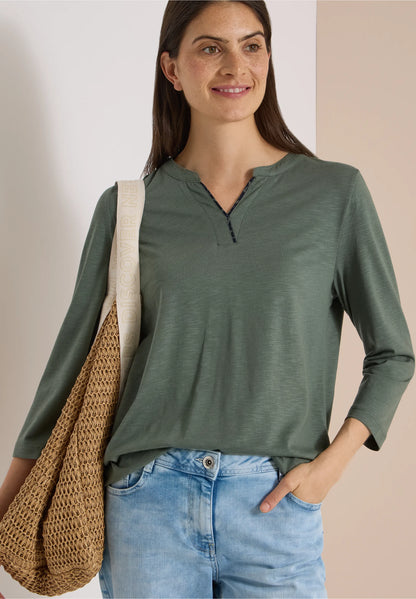 3/4 Sleeve Split Neck Jersey Top