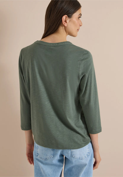 3/4 Sleeve Split Neck Jersey Top