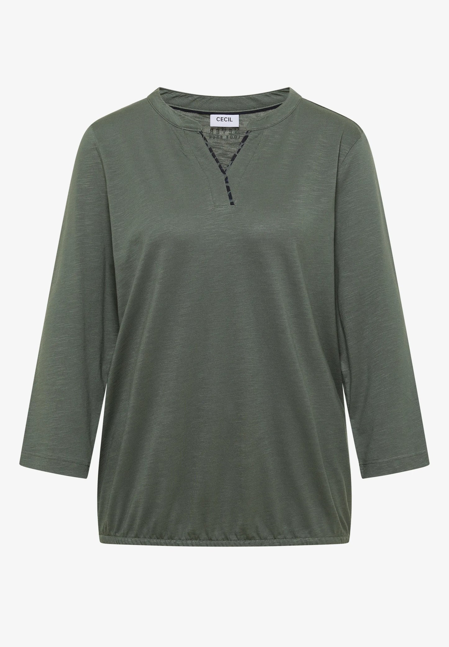 3/4 Sleeve Split Neck Jersey Top