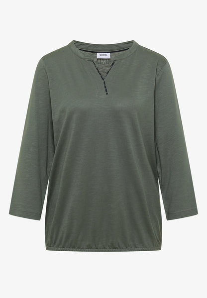 3/4 Sleeve Split Neck Jersey Top