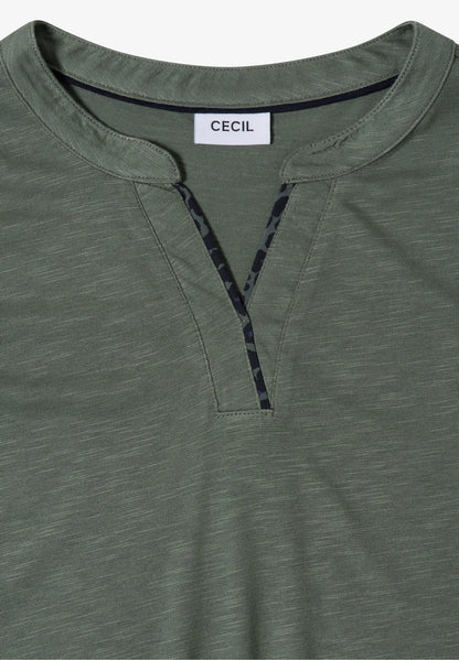 3/4 Sleeve Split Neck Jersey Top