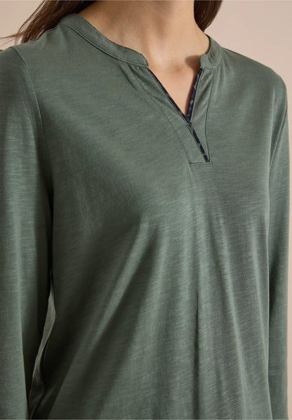 3/4 Sleeve Split Neck Jersey Top