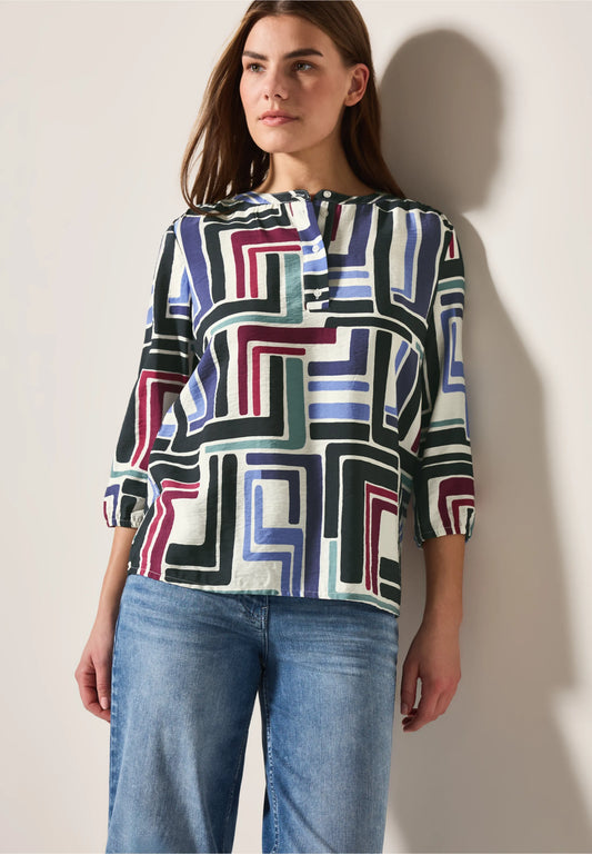Printed Blouse with Button Detail