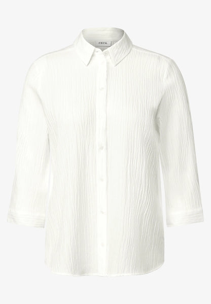 Shirt Blouse in Structured Seersucker, Vanilla White