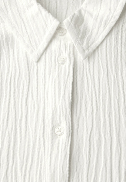 Shirt Blouse in Structured Seersucker, Vanilla White