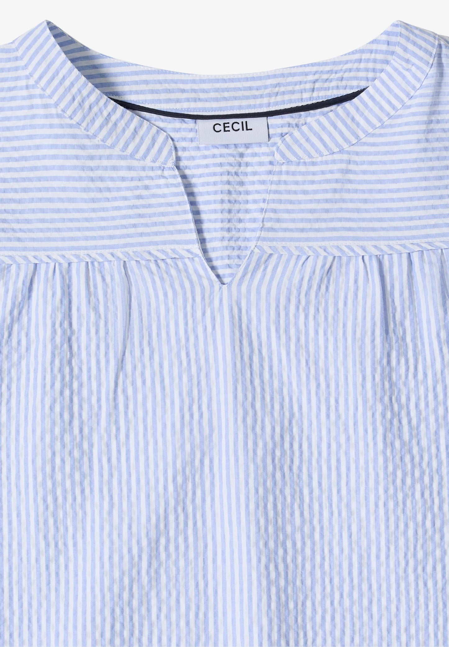 Seersucker Stripe Tunic Blouse, Blue