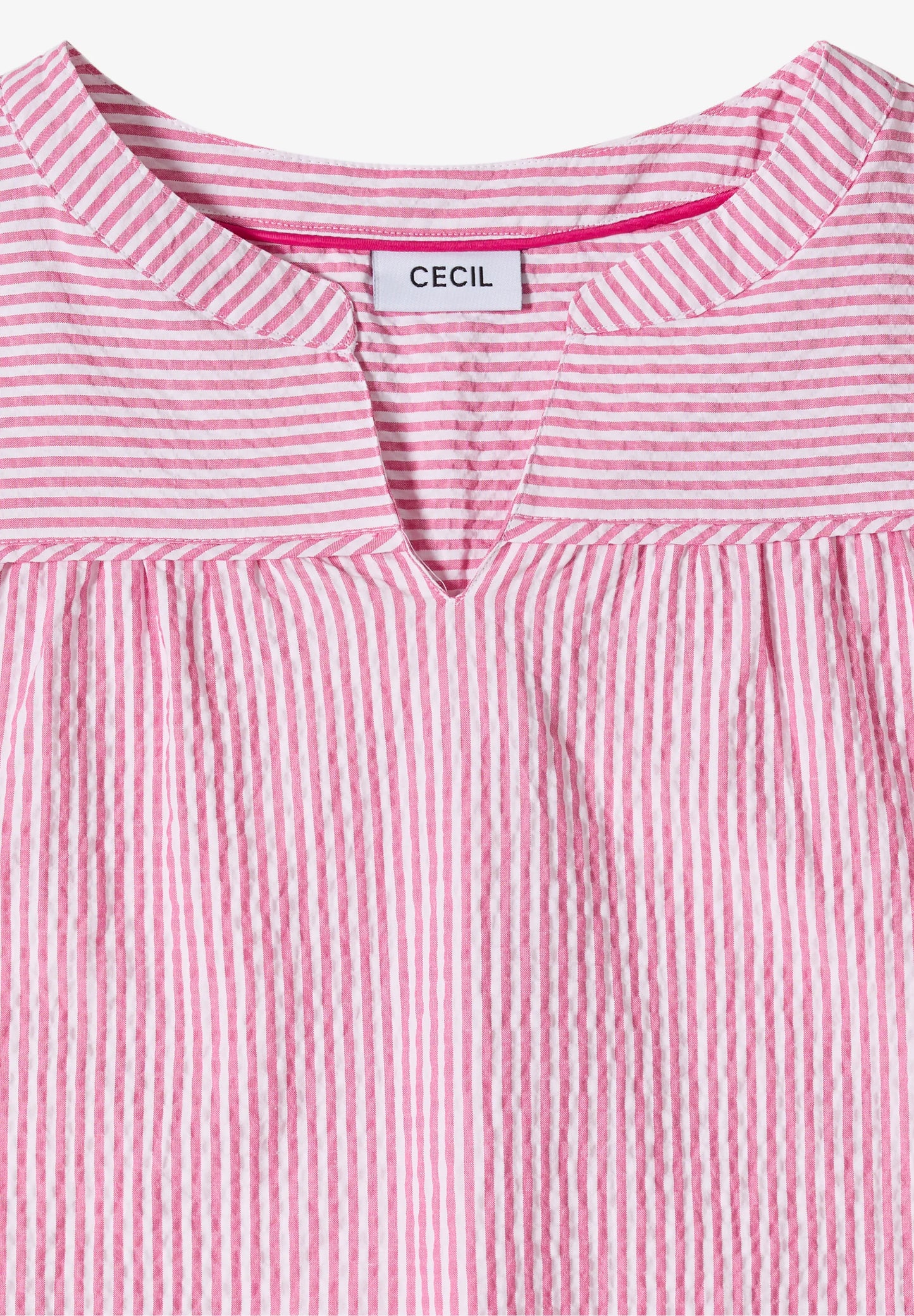 Seersucker Stripe Tunic Blouse, Pink