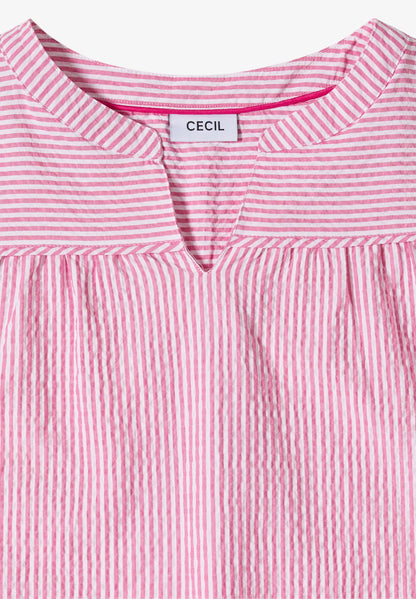 Seersucker Stripe Tunic Blouse, Pink