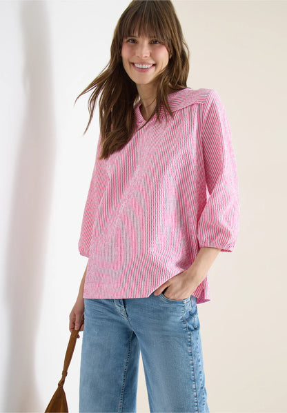 Seersucker Stripe Tunic Blouse, Pink