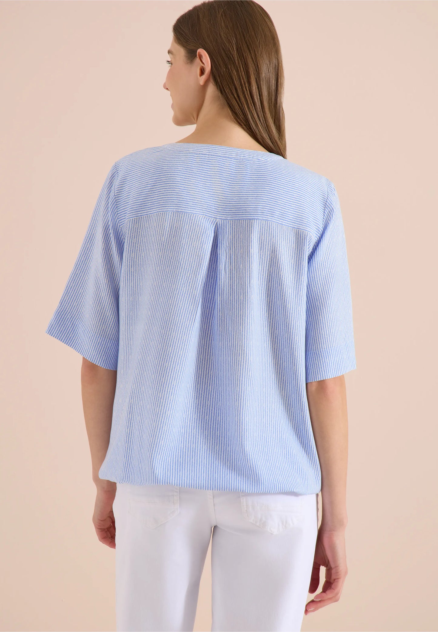 Stripe Shirt with Split Neck