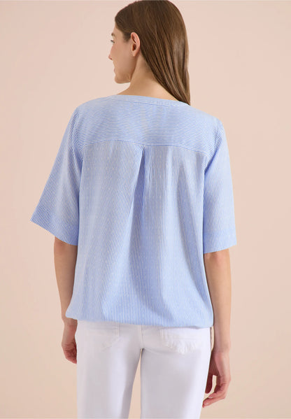 Stripe Shirt with Split Neck