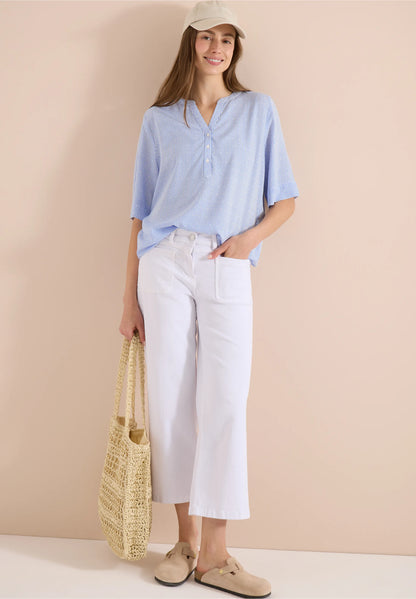 Stripe Shirt with Split Neck