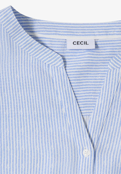 Stripe Shirt with Split Neck