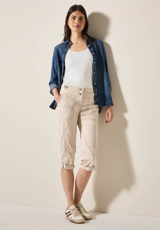 3/4 Papertouch Trousers, Boulder Beige